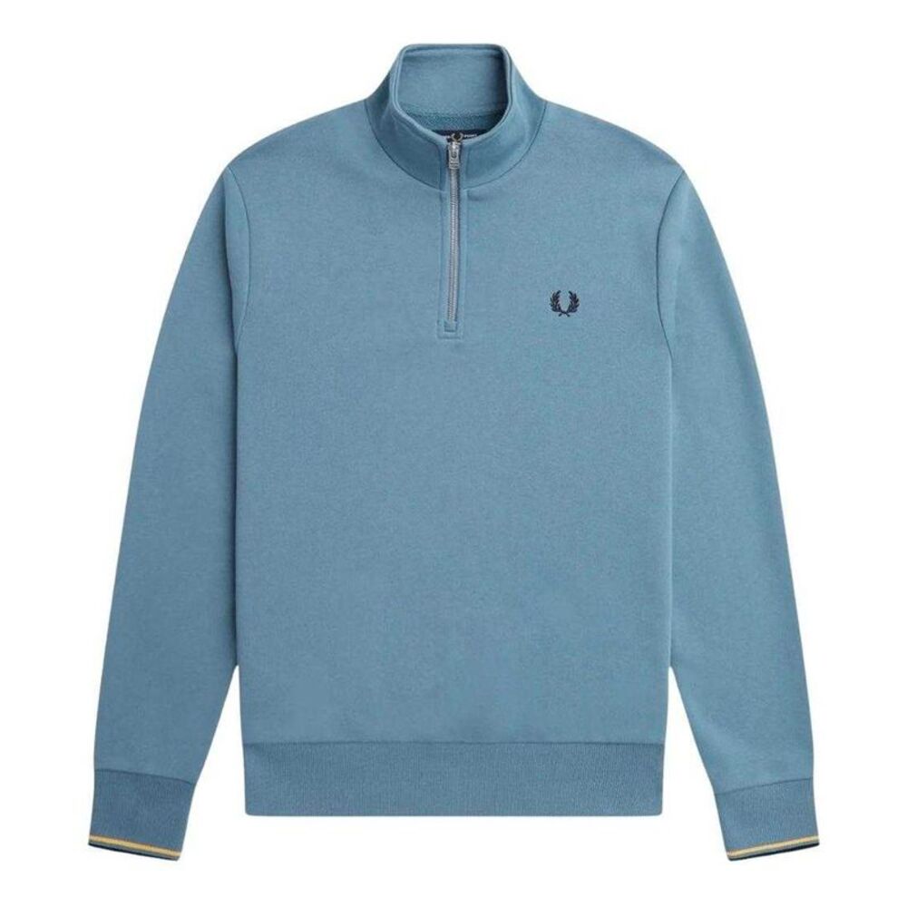 Fred Perry Unisex Adult Half Zip Tipped Sleeve Sweatshirt / Blue
